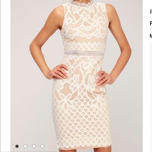 Adra White Lace Midi Dress